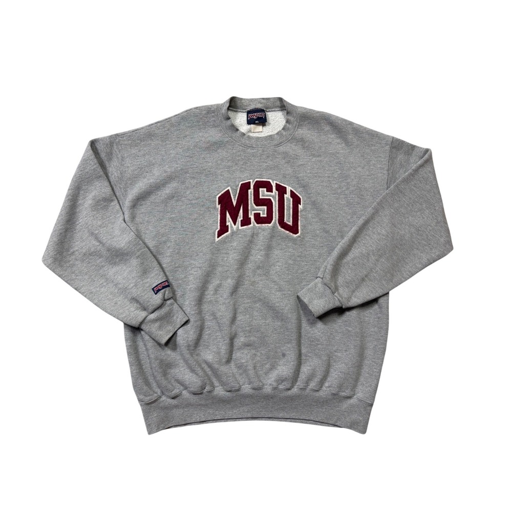 Vintage Jansport MSU Mississippi State Bulldogs Crewneck Sweatshirt Gray XL